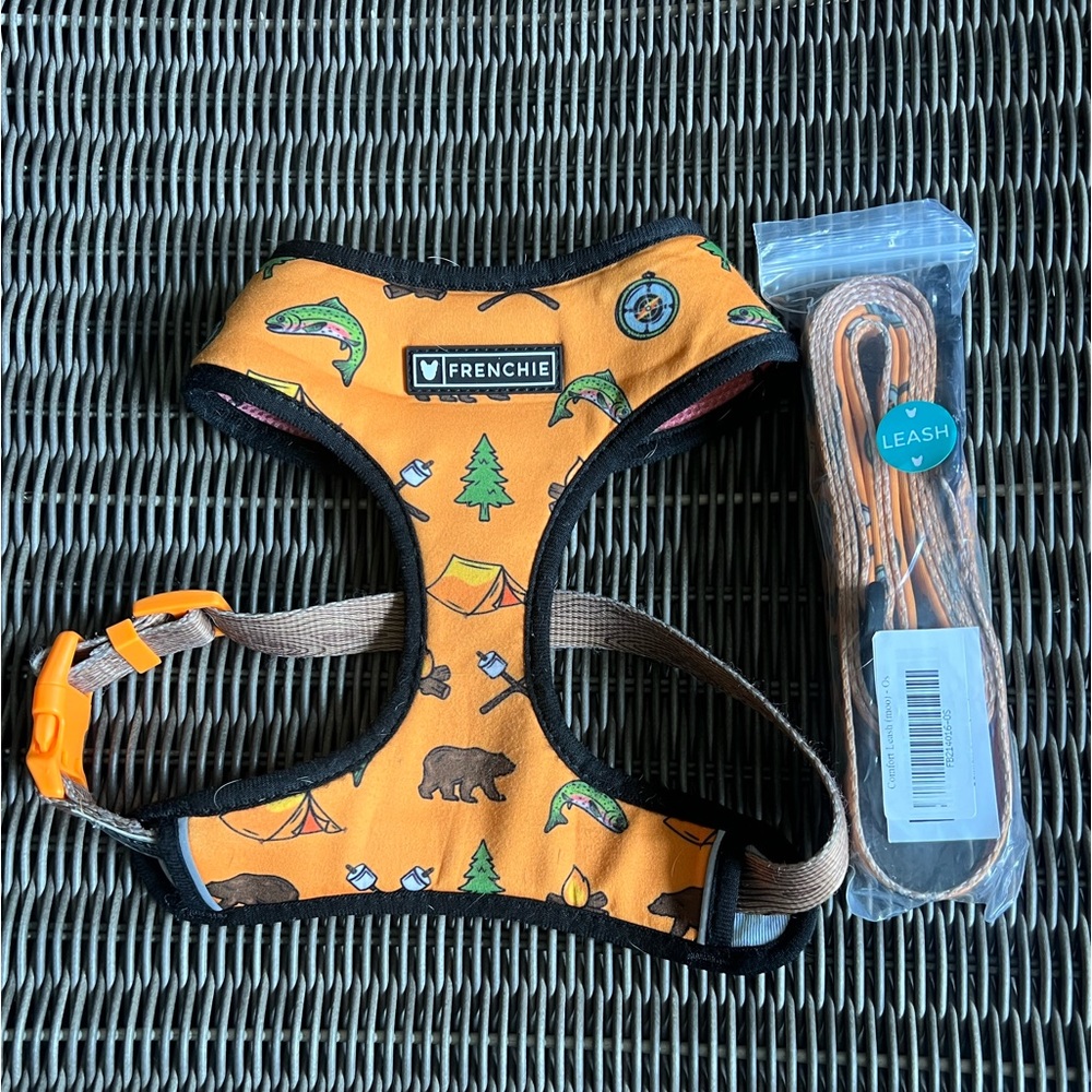 COPY - Camper Frenchie harness and leash set. Sale Reserved for megansivertsen
